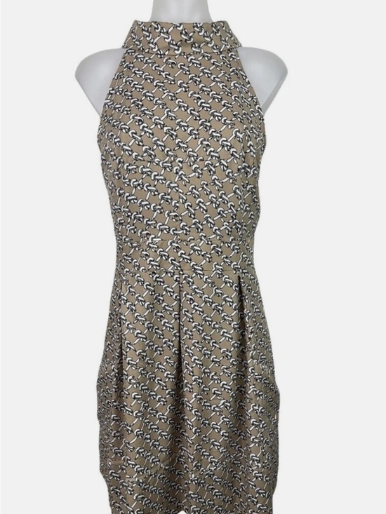 Jessica Simpson Dresses & Skirts - Jessica Simpson Sz 4 Thelma Taupe Dress Chain-Print Mock Neck | EUC